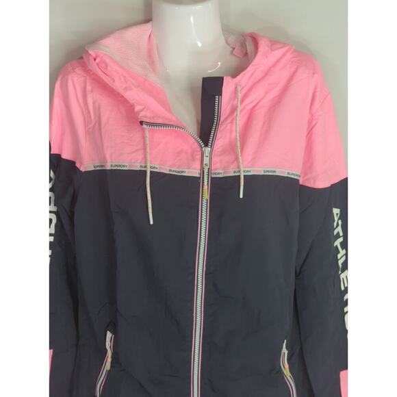 Superdry Colorblock Cagoule Hooded Full Zip Pink Black Women's Size 10 - Picture 4 of 16